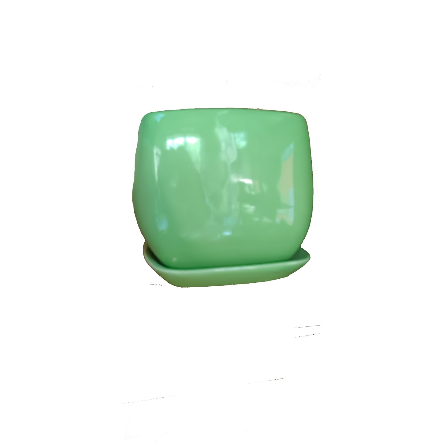 RARE BIRD GREEN CERAMIC POT