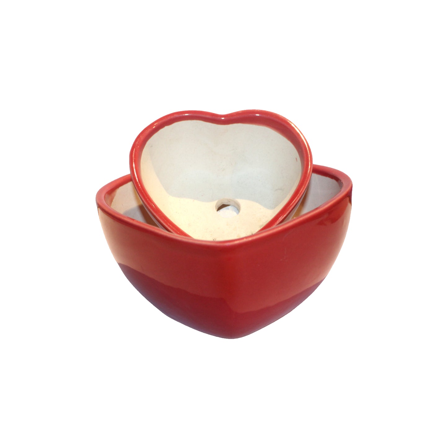 RARE BIRD RED HEART CERAMIC POT