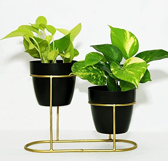 METAL MATKA PLANTER Black & Gold planter 0 7 Black & Gold planter