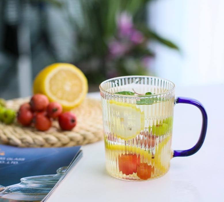 RARE BIRD Ragyula Glass Coffee Mug with Colored Handle – 300 ml