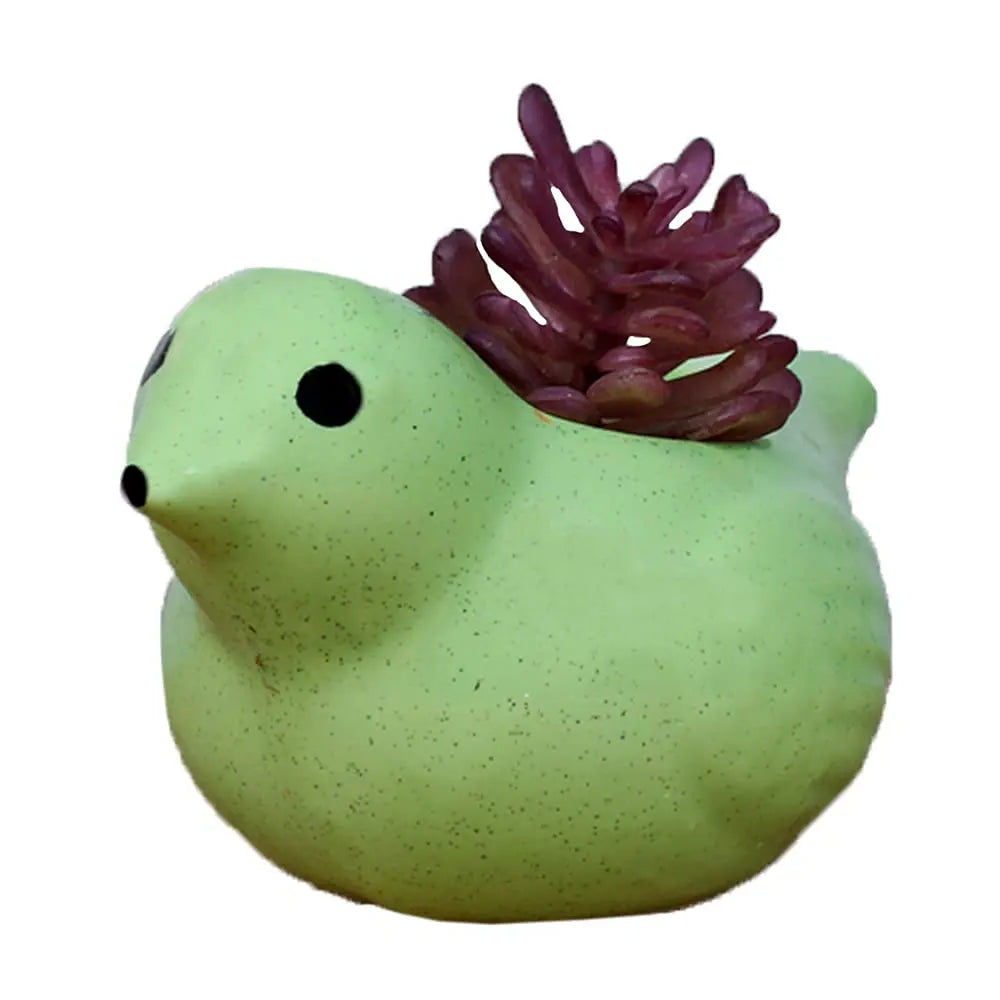 RARE BIRD Ceramic Bird Pots- green