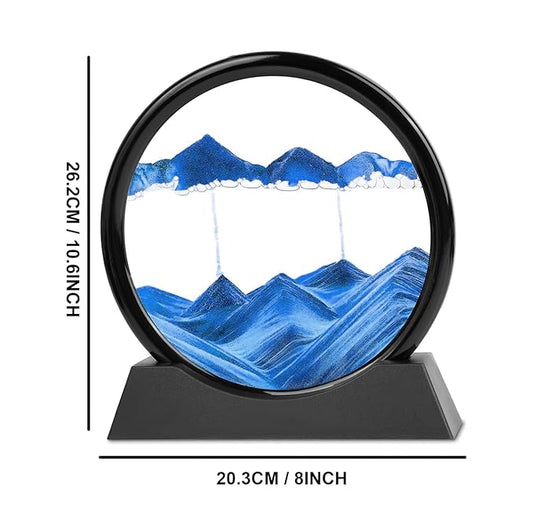 Rare Bird Moving Sand Art Picture with Stand Showpiece (Blue, 26.2 cm x 20.3 cm) - 3D Deep Sea Hourglass Flowing Sand Frame for Home Office Desk Bedroom Living Room Antique Gifting Item