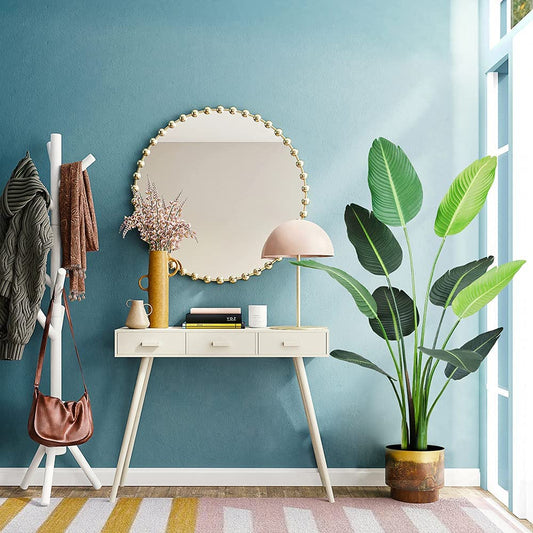 Rare Bird 5ft Artificial Bird of Paradise Plant 59in Fake Tropical Palm Tree,Realistic Faux Silk Plants for Home Office Indoor Outdoor Decor,Black Pot & 20g Dry Moss Included