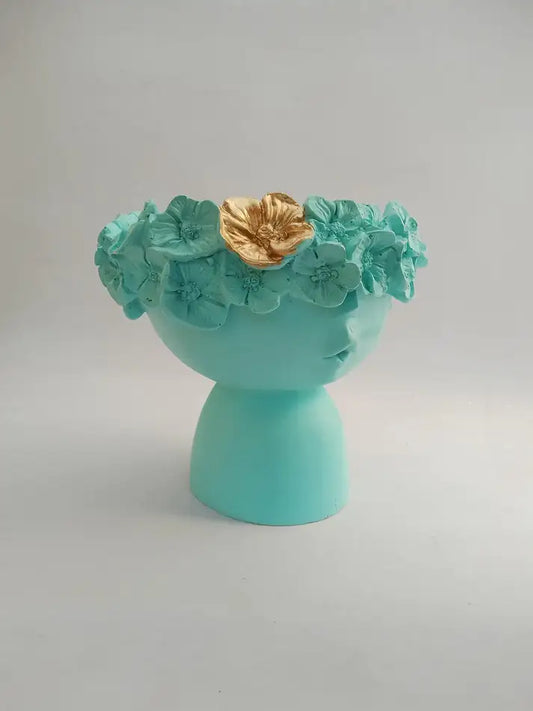 RARE bird Prety littile Golden and Blue Modern Head Vase