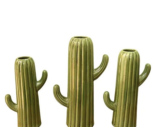 RARE bird Ceramic Home Decor Quirky Green Cactus Vase