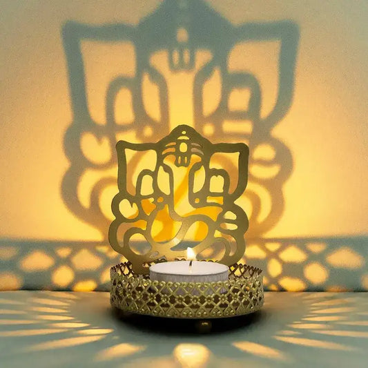 RARE BIRD Ganesha Tealight Holder with Cutwork Design