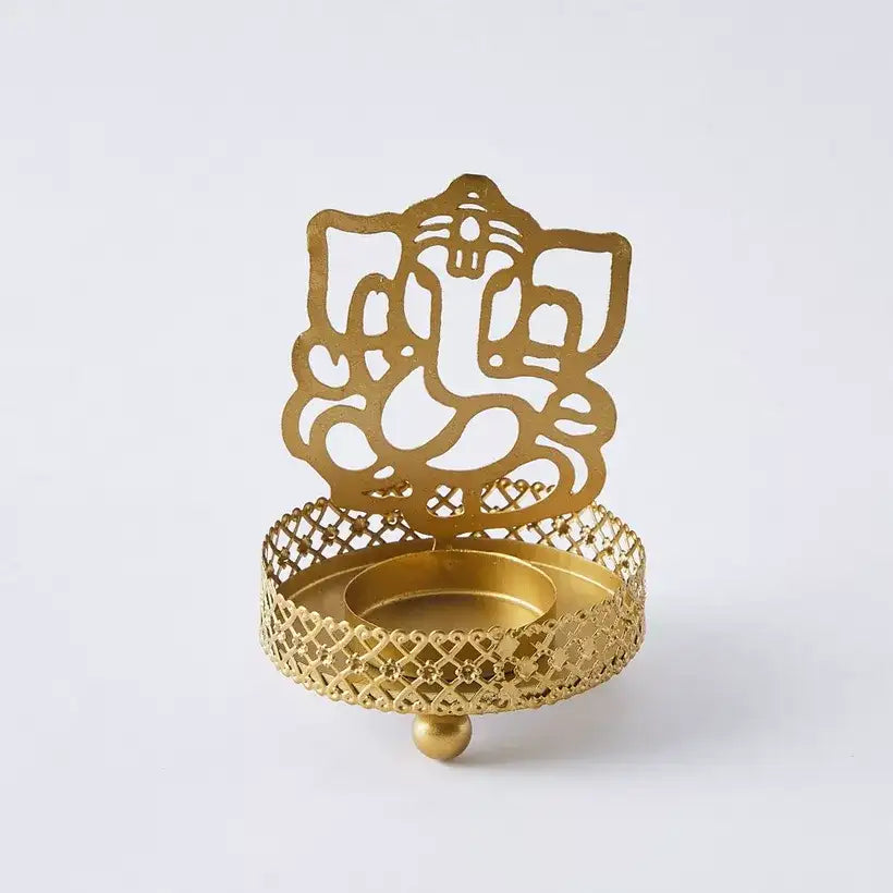 RARE BIRD Ganesha Tealight Holder with Cutwork Design