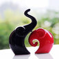 Rare Bird Home Decor Happy Charm Elephant Couple | Piano Finish Ceramic Figures (Set of 2 Piece, Red & Black)