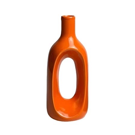 RARE BIRD Oval Shape Donut Vase (Orange)