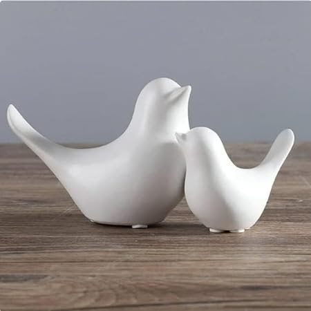 RARE BIRD White Birds Showpieces Set of 2 Mother and Child