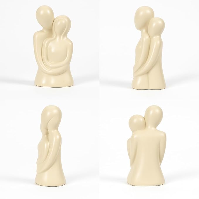 Rare Bird Ceramic Romantic Hugging Couple Statue/Figurine, Home Decor, Pack of 1 (White)