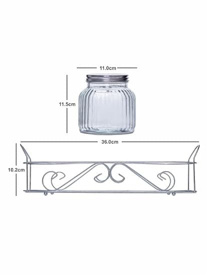 RARE BIRD Glass Storage Jar with Metal Lid & Stand