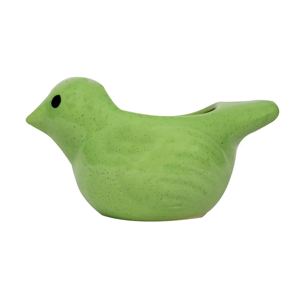 RARE BIRD Ceramic Bird Pots- green