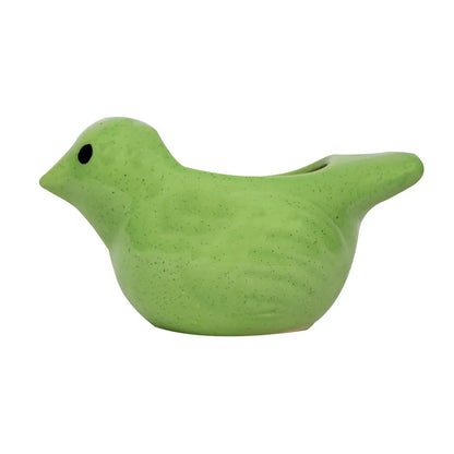 RARE BIRD Ceramic Bird Pots- green