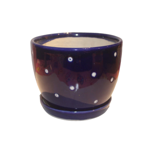 RARE BIRD TURKEY BLUE CERAMIC POT