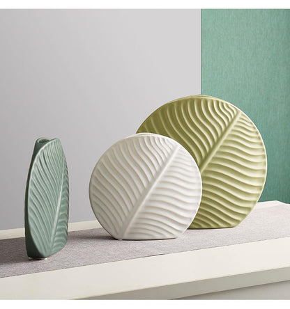 RARE BIRD LEAF PATTERN VASE SET OF 3