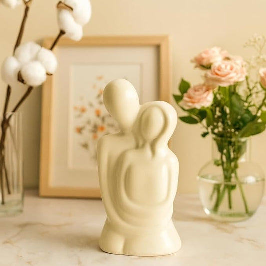 Rare Bird Ceramic Romantic Hugging Couple Statue/Figurine, Home Decor, Pack of 1 (White)