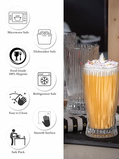 RARE BIRD Water & Juice Glass Set – 6 Pieces (370 ml Each)