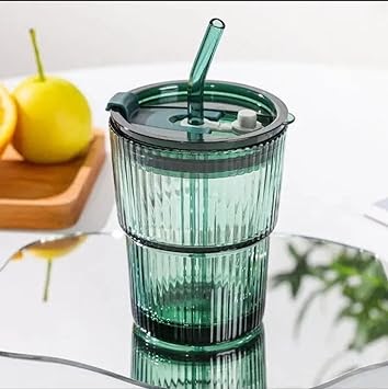 RARE BIRD Glass Cups with Lids and Straws