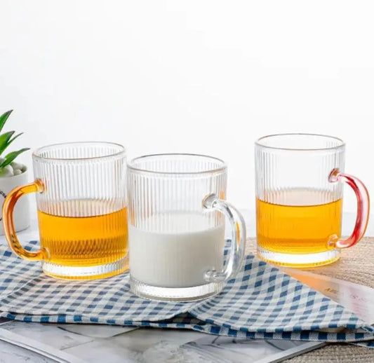 RARE BIRD Ragyula Glass Coffee Mug with Colored Handle – 300 ml