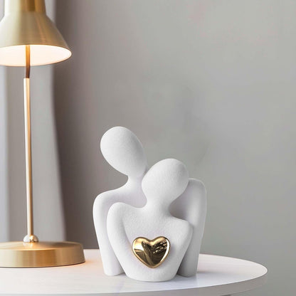 Rare Bird Hugging Couple Statue - Romantic Home Decor, Perfect Wedding Anniversary and Valentines Day Gift, Figurine for Home, Office, Coffee Table and Desktop (White, Romantic Couple), 8 cm, 6.5 cm