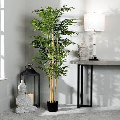 Natural Looking Artificial Bamboo Plant 160cm Made by Hand-Selected Natural Bamboo Trunks, Real Touch Leaves Without Pot Best for Home,Office Decor