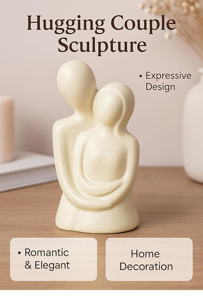 Rare Bird Ceramic Romantic Hugging Couple Statue/Figurine, Home Decor, Pack of 1 (White)