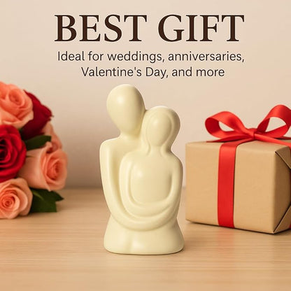 Rare Bird Ceramic Romantic Hugging Couple Statue/Figurine, Home Decor, Pack of 1 (White)