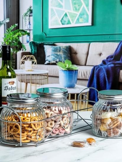 RARE BIRD Glass Storage Jar with Metal Lid & Stand