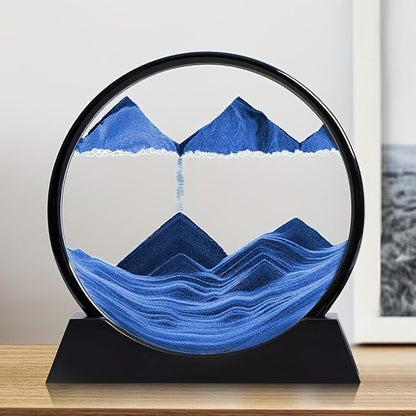 Rare Bird Moving Sand Art Picture with Stand Showpiece (Blue, 26.2 cm x 20.3 cm) - 3D Deep Sea Hourglass Flowing Sand Frame for Home Office Desk Bedroom Living Room Antique Gifting Item