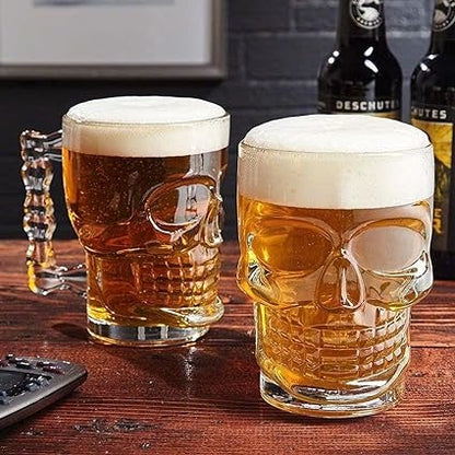 RARE BIRD Glass Skull Beer Mug