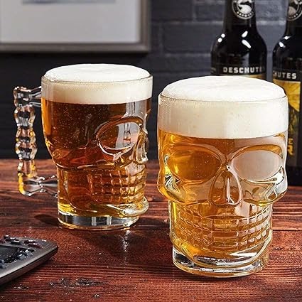 RARE BIRD Glass Skull Beer Mug
