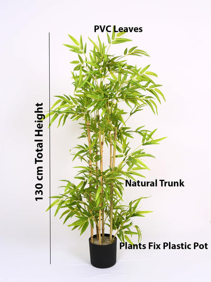 Artificial Green Bamboo Plant for Home Decor/Office Decor/Gifting | Natural Looking Indoor Plant (with Pot, 120 cm) (Green)