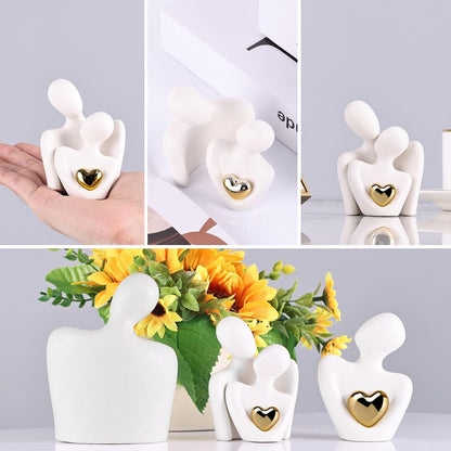 Rare Bird Hugging Couple Statue - Romantic Home Decor, Perfect Wedding Anniversary and Valentines Day Gift, Figurine for Home, Office, Coffee Table and Desktop (White, Romantic Couple), 8 cm, 6.5 cm