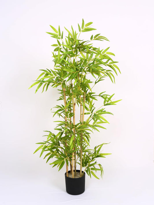 Artificial Green Bamboo Plant for Home Decor/Office Decor/Gifting | Natural Looking Indoor Plant (with Pot, 120 cm) (Green)