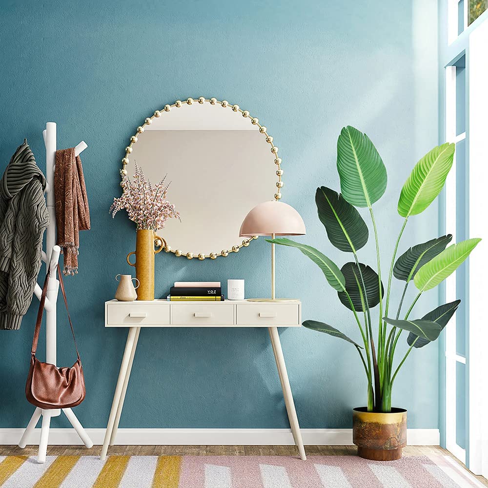 Rare Bird 5ft Artificial Bird of Paradise Plant 59in Fake Tropical Palm Tree,Realistic Faux Silk Plants for Home Office Indoor Outdoor Decor,Black Pot & 20gÃ‚ Dry Moss Included