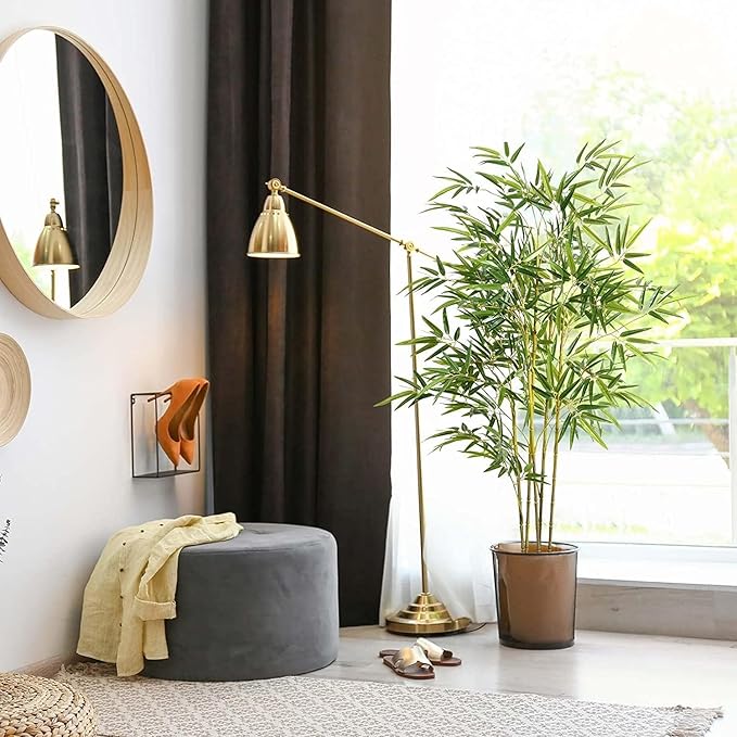 Natural Looking Artificial Bamboo Plant 160cm Made by Hand-Selected Natural Bamboo Trunks, Real Touch Leaves Without Pot Best for Home,Office Decor