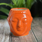 RARE BIRD BUDDHA CERAMIC FACE POT orange