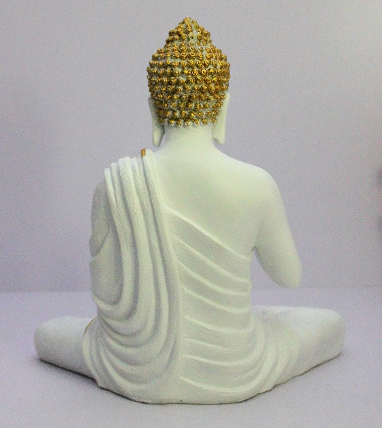 Rare  Bird Resin Meditating Buddha Showpiece | Home Decor | Idol Statue Figurine Murti | Tibetan Buddhist Statue - 14" Inches Height - Big Size (White)