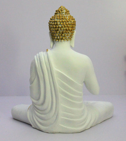 Rare  Bird Resin Meditating Buddha Showpiece | Home Decor | Idol Statue Figurine Murti | Tibetan Buddhist Statue - 14" Inches Height - Big Size (White)