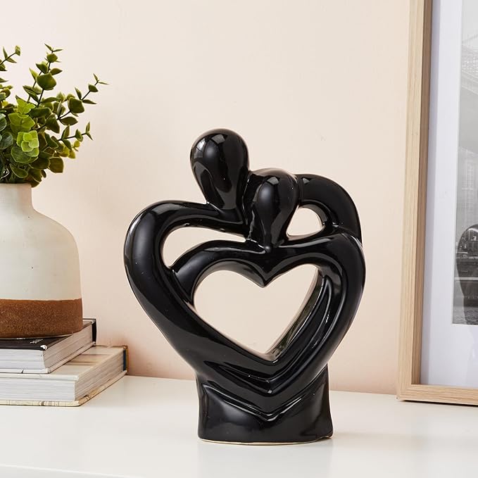 Rare Bird Passionate Romantic Couple Ceramic Statue for Home Decor (Pack of 1, Black) Visit the amazon basics Store