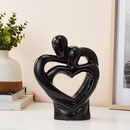 Rare Bird Passionate Romantic Couple Ceramic Statue for Home Decor (Pack of 1, Black) Visit the amazon basics Store
