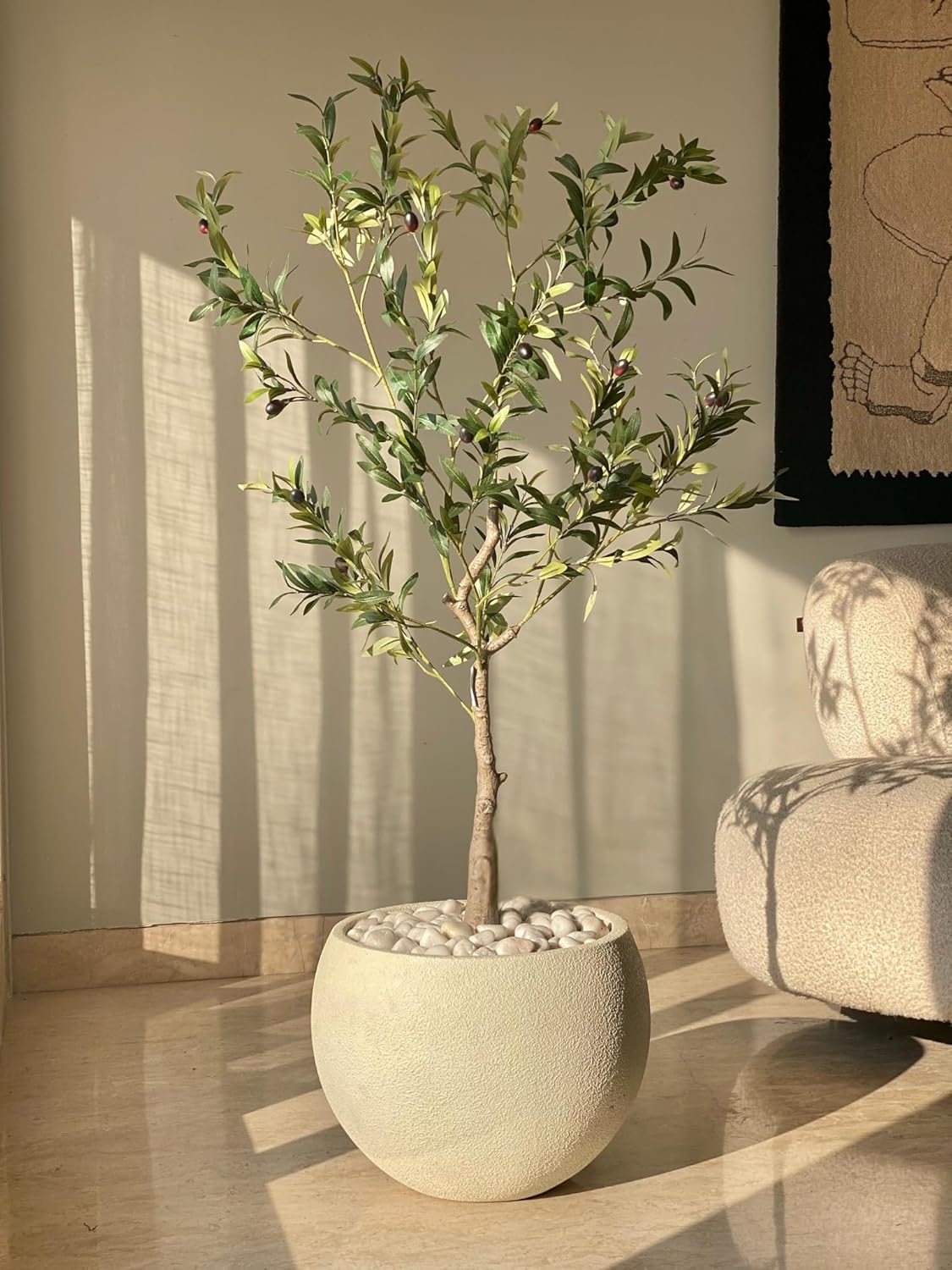 Rare Bird Artificial Infinite Olive Plant with Pot - 4 Feet | Realistic Plant - Trees - Flowers Home - Shop - Office | Gifting - Décor - Ambience