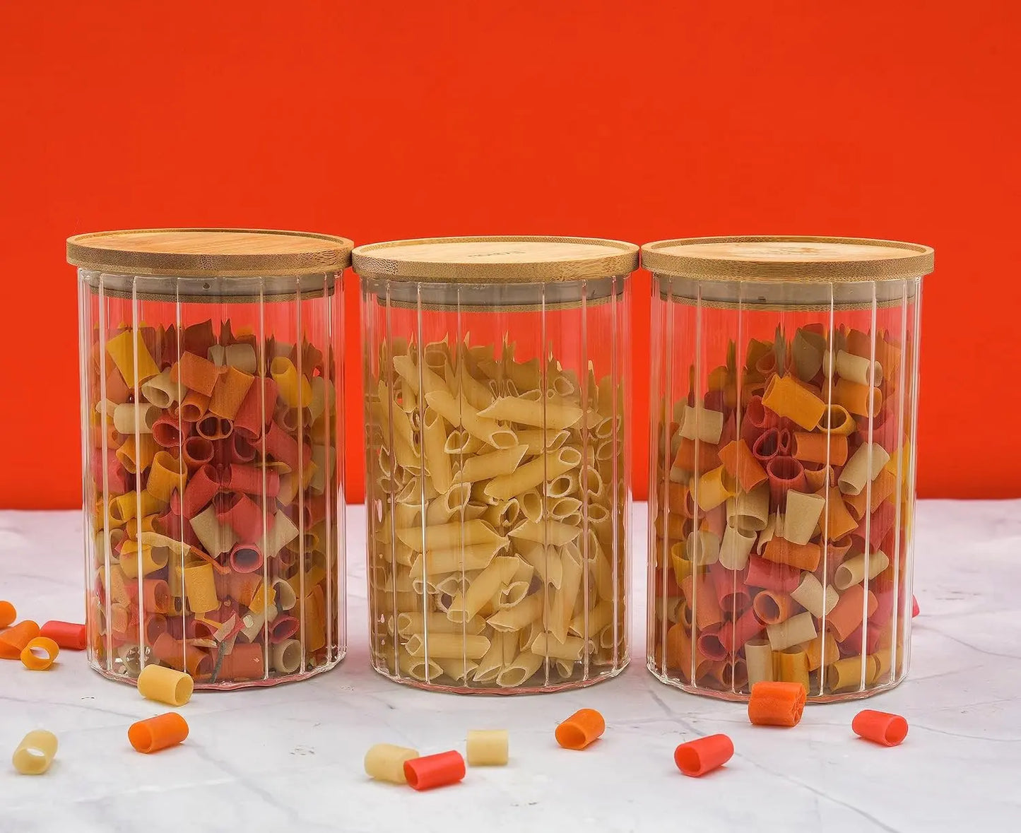 RARE BIRD Wooden Jar Set with Lids – Set of 3 (900 ml Each)