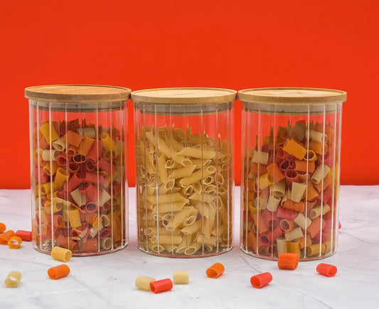 RARE BIRD Wooden Jar Set with Lids – Set of 3 (900 ml Each)