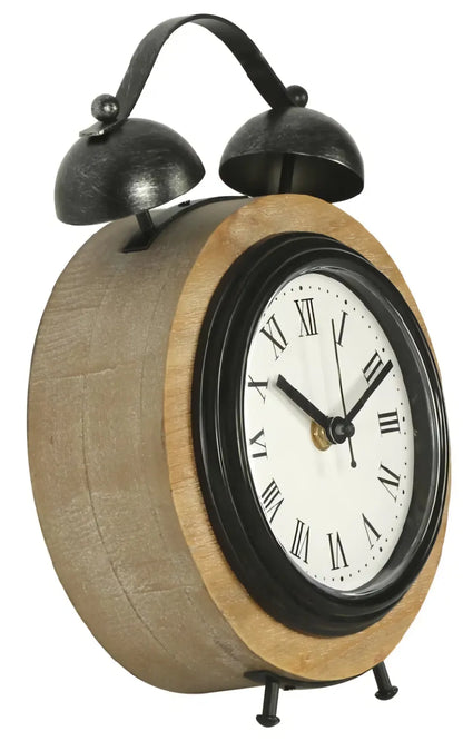 RARE BIRD Wooden Table Clock with Small Bells