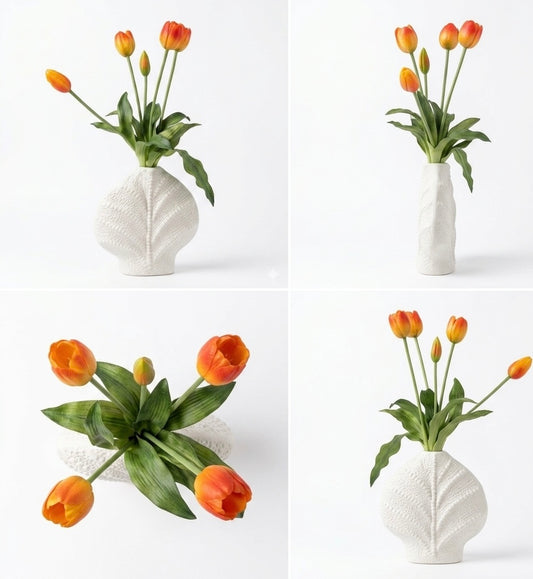 Rare Bird - Real Touch Orange Tulip Flowers for Home Decor