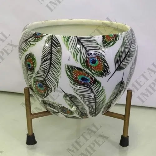 RARE BIRD Beautiful Peacock Feather pot