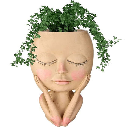 RARE BIRD Resin Face Portrait Flower Pot