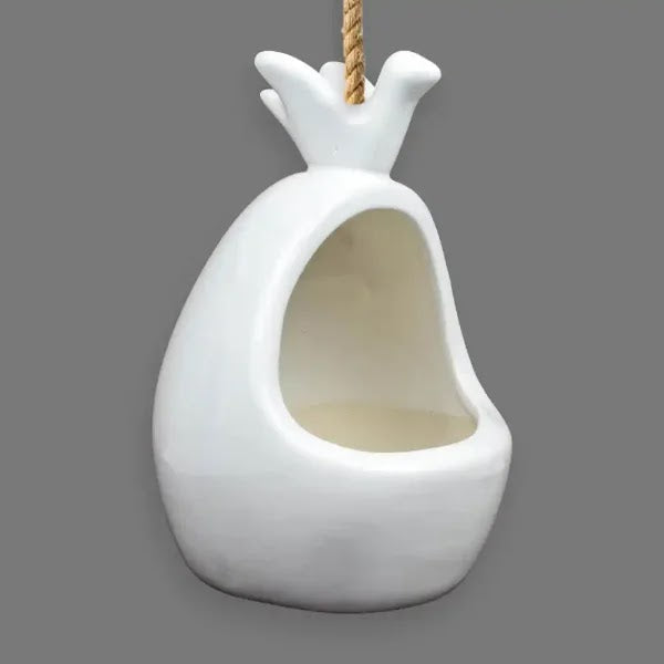 RARE bird BIRD AND NEST HANGING PLANTER WITH JUTE ROPE  